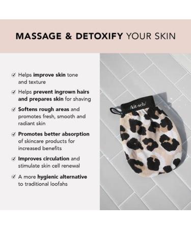 Kitsch Exfoliating Glove - Eco Friendly Body Scrubber for Skin Renewal | Detoxifying Exfoliator Mitt | Dead Skin Remover | Shower Gloves - Leopard - Buy Online on GoSupps.com