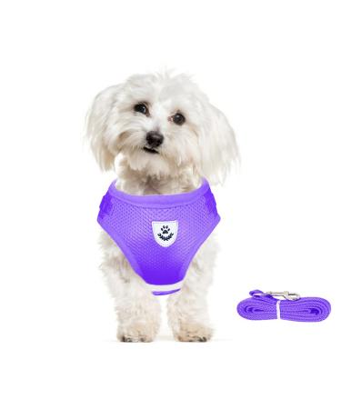 Meioro dog harness with leash reflecting soft padded dogs dishes-active adjustable breast harness for small medium-sized puppies cat-black vest (purple S-breast: 30-34cm) S-breast: 30-34cm purple