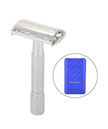 Premium Double Edge Silver Hand Razor for Men - Includes Case | Perfect Beard Grooming Tool - Buy Online on GoSupps.com