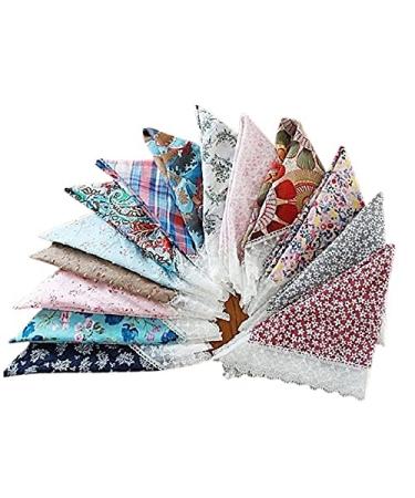 Handmade Adult Bib Scarf Fashionable Alternative to Adult Bibs Lace handkerchief Women Scarf 2Pack 20 inch x 20 inch White Mixblue