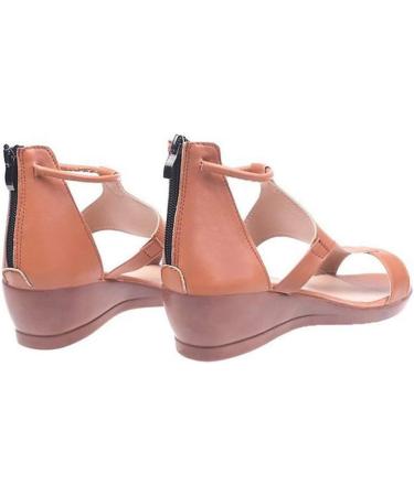 Shop Creev Women's Orthopedic Wedge Sandals - Comfortable Open Toe PU Leather Summer Hiking Flip-Flops for Beach & Travel - Available in Burgundrot 37 EU & Light Bruin 35 EU - Buy Online on GoSupps.com