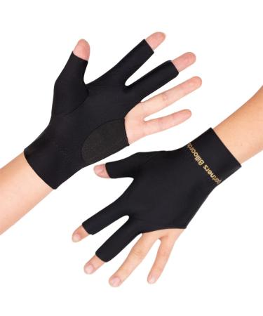 TOPDANCHUANG 2PCS Anti Slip Billiard Glove 3 Fingers Show Gloves Left Hand Snooker Glove Billiard Accessories Fits on Left Hand for Men Women