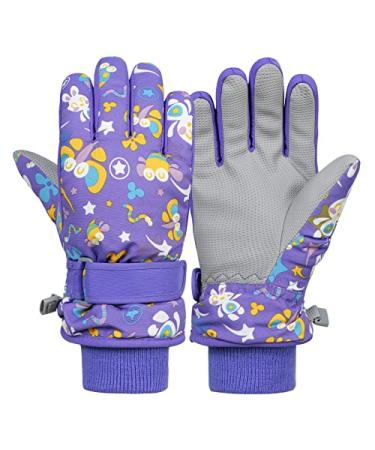 Century Star Kids Winter Gloves Waterproof Boys Snow Gloves Girls Ski Gloves Insulated Warm Gloves Outdoor Mittens Large(fits 9-13 years) Purple