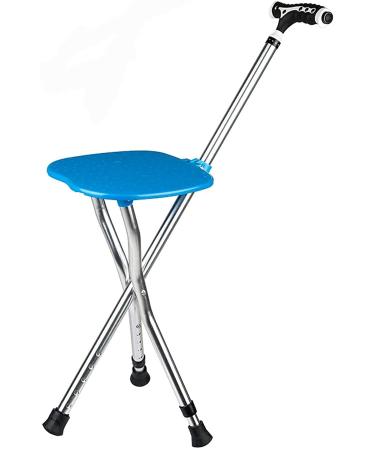 Canes Walking Stick with Seat Folding Can Withstand 300 pounds of Travel Crutches with LED Lights Adjustable Height Suitable for The Elderly and Young People