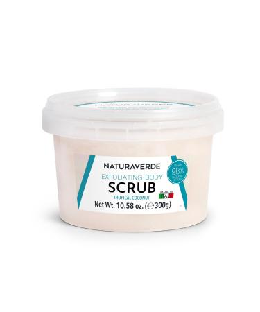 NaturaverdePro Tropical Coconut Ingrown Hair & Bumps Exfoliating Body Scrub Sugar Scrub for Body and Post-Wax Care Infused with Glycerin & Fruit Oils Natural Skin Care for All Skin Types - 10.58 oz