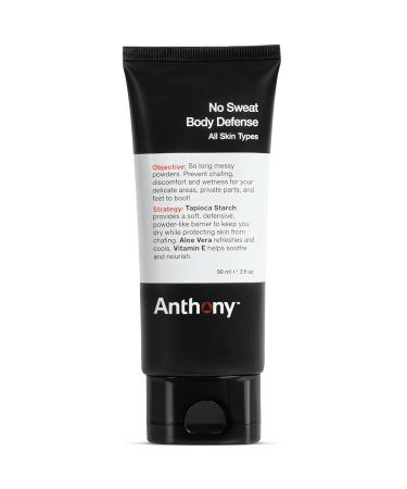 Anthony No Sweat Body Defense Deodorant for Men   Anti-Chafing  Anti-Itch Cream-to-Powder Lotion for Sweat and Body Odor Control   3 Fl Oz 3 Fl Oz (Pack of 1)