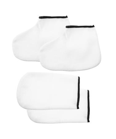 minkissy 6 Pairs Hand and Foot Mask Paraffin Wax Mitt Wax Socks Paraffin Bath Bags for Hand Paraffin Wax Foot Liners Wax Tools Manicure Gloves Thickened Gloves Tool Kit Spa Polyester White