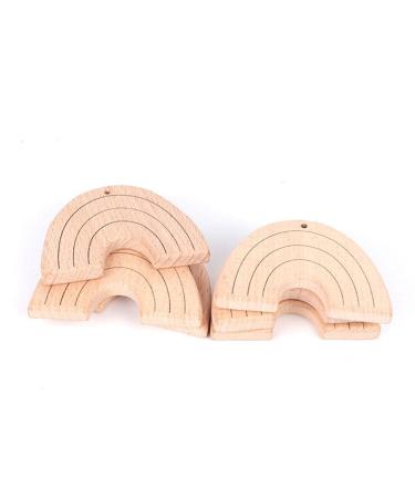 Colcolo 10x Natural Beech Wooden Baby Teething Toys - Rainbow Shape Chew Toys for Toddlers | Safe & Eco-Friendly - Buy Online on GoSupps.com