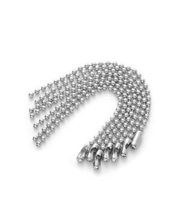 VIUJUH 150 pcs 100mm 4" Bead Chain,2.4mm Diameter with Ball Connector Clasp Keychain Rings Metal Bead Chain Nickel Chain Dog Tag Chain (Silver)