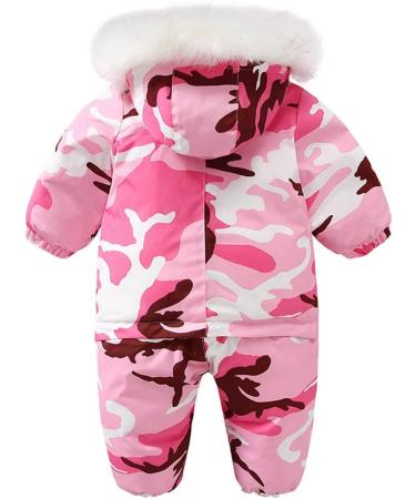 Kids Winter Snowsuit Hooded One-Piece Jumpsuit Coat - Pink (3-4 Years) - Buy Online on GoSupps.com