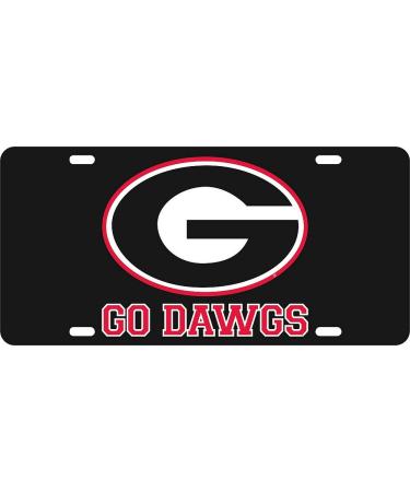 Elite Fan Shop NCAA Mirrored Acrylic License Plate Black Georgia Bulldogs Black One Size