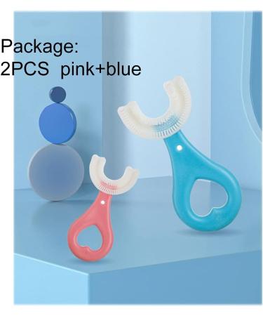 SATIS Silicone U-Shaped Kids Toothbrush 2 PCS for Kids 2-6 Years - Pink & Blue - Buy Online on GoSupps.com