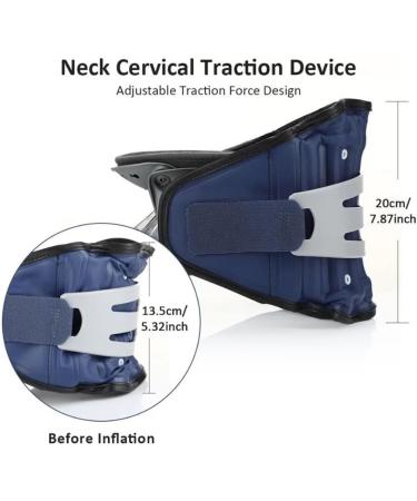 RKXKJ Inflatable Collar - Adjustable Neck Traction Device with 6-Speed Height 360 Protection & Airbag for Cervical Relief - Blue - Buy Online on GoSupps.com