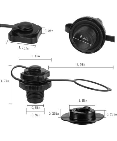 RLECS 2pcs Inflatable Boat Air Valve Replacement Screw for Inflatable Boat Rubber Kayak Tender Raft  Black - Buy Online on GoSupps.com