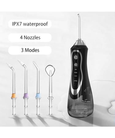 Rechargeable Dental Water Flosser - 300ml 3 Modes 4 Jet Tips Waterproof - Black | Fast International Shipping - Buy Online on GoSupps.com