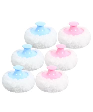 Didiseaon Lot de 6 Houppettes Douces en Peluche pour B b Applicateurs de Poudre Corps Coussinets Hypoallerg niques Bleus et Roses Outils Maquillage B b pour Soin et Toilette