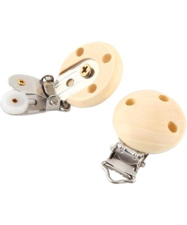10 Round Natural Wood Pacifier Clips Beech Wood Teething & Toy Holders | DIY Baby Accessories - Buy Online on GoSupps.com
