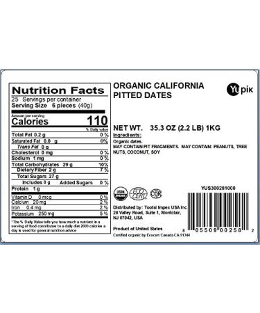 Yupik Organic Pitted Dates 2.2 lb - Premium Quality, Natural Sweetness | Buy Online - Buy Online on GoSupps.com