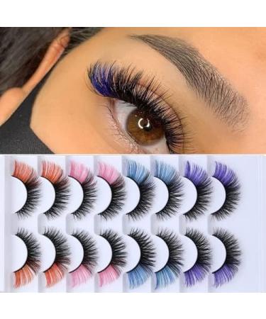 QYLPZ 8 Pairs Coloured False Eyelashes Colored Lashes Cat Eye Natural False Lashes Faux Mink Lashes Colored Lashes Fluffy Wispy Russian Strip Lashes with Color (4 MIX Colors ) Color mix02 - Buy Online on GoSupps.com