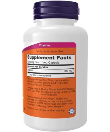 Now Foods Inositol 500 mg - 100 Vegan Capsules | Vitamin B8 Supplement for Enhanced Well-being - Buy Online on GoSupps.com