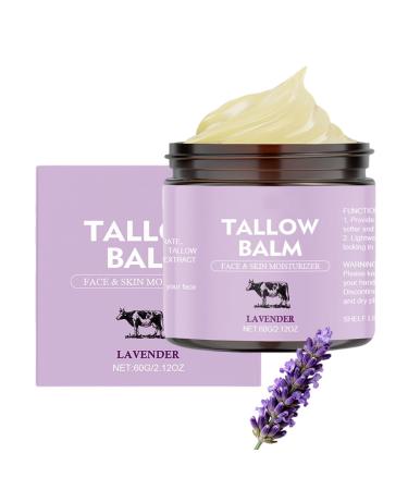 VSDFAW Lavender Tallow Balm for Men & Women Grass Fed Finished Tallow Face Cream for for Dry Skin and Body Hydration Deeply Nourishing Body Moisturizer(2.12Oz/Pcs) (1Pcs)