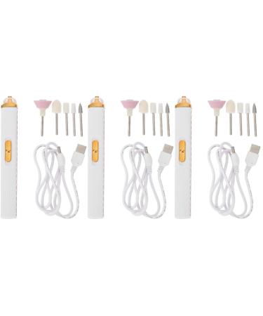 POPETPOP 3pcs Nail Polisher Electric Grinding Machine Manicure Filer kit USB Electric Drill Portable Nail Manicure Nail Art Drill kit Portable File Machine White Pedicure Hand Drill abs 15.2X2X2CMx3pcs Whitex3pcs