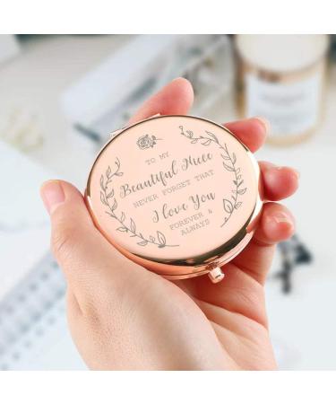 Dyukonirty Rose Gold Makeup Mirror - Unique Niece Gift for Christmas, Birthday, Graduation, Wedding - Inspirational and Beautiful Idea from Aunt or Uncle - Buy Online on GoSupps.com