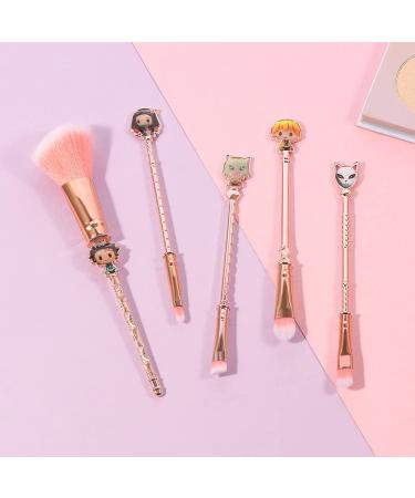 Buy 5-Piece Demon Slayer Make-Up Brush Set with Pink Bag | Anime Foundation Blush Eye Shadow & More - Buy Online on GoSupps.com
