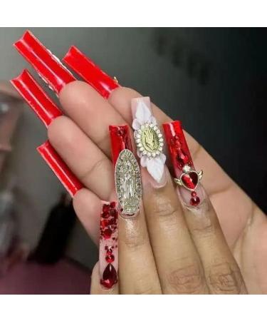 KACHIMOO 10 PCS Virgin Mary & San Judas Nail Charms Set - 3D Nail Diamonds & Gold Rhinestones for Acrylic Nails Art - Buy Online on GoSupps.com