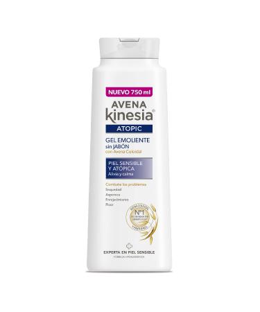 Avena Kinesia Alcohol Free Emollient Bath Gel for Sensitive and Atopic Skin - 100% Natural Oatmeal Hypoallergenic Formula - 750ml Bottle