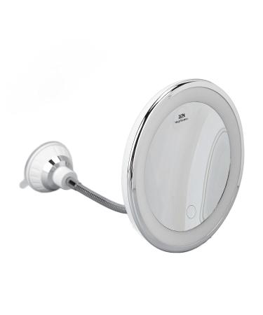 LED Makeup Mirror 10x Magnification with Adjustable Brightness and Three Light Colors | Flexible Gooseneck Magnifying Mirror with Suction Cup for Bathroom, Shaving, Travel Vanity - Buy Online on GoSupps.com