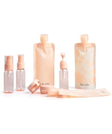 Kitsch 11pc Travel Bottle Set - Leak Proof Toiletry & Skincare Containers - TSA Approved Peach Travel Size Bottles - Buy Online on GoSupps.com