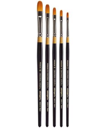 KINGART Original Gold 9500 Filbert Brush Set - 5 Pcs. Premium Taklon Brushes for Oil, Acrylic, Watercolor, Gouache - Sizes 2, 4, 6, 8, 10 - Buy Online on GoSupps.com