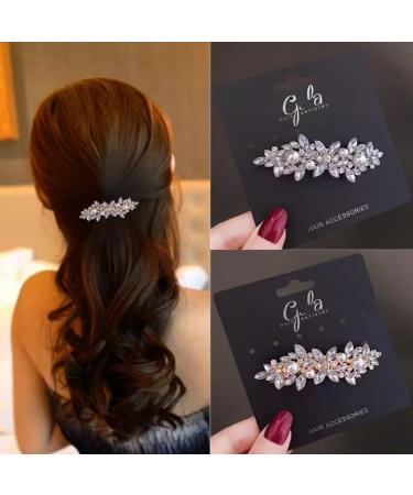 2Psc Diamante Hair Clips for Women Prom Hair Clips Diamante Hair Accessories Crystal Hair Clip for Wedding Guest Rhinestone Barrette Elegant Hairpins Accessories for Bridal (Silver&Gold) - Buy Online on GoSupps.com