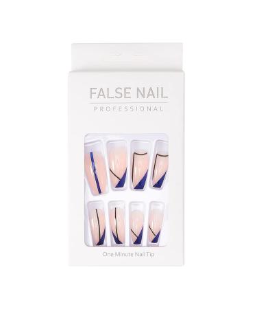 Brishow Coffin Artificial Nails - Long Geometric Press-On Ballerina Acrylic Nails | 24-Piece Set for Women & Girls - Buy Online on GoSupps.com