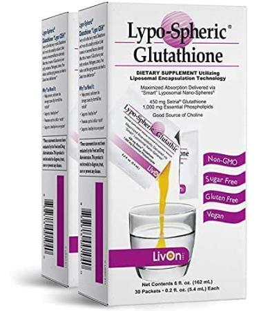 LypoSpheric Glutathione - 2 Cartons (60 Packets)  450 mg Glutathione Per Packet  Liposome Encapsulated for Improved Absorption Professionally Formulated, 100% NonGMO