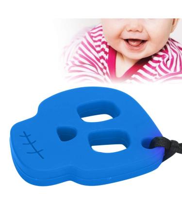 Shop Safe Silicone Baby Bite Toys | Soothing Dental Necklaces for Toddlers - Blue Skull Design - Buy Online on GoSupps.com