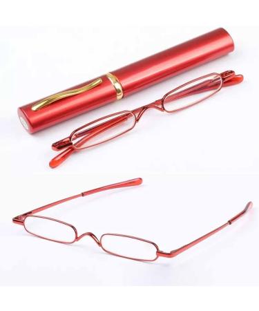 Mini Metal Reading Glasses for Men & Women | Portable Blue Light Blocking Readers | Compact 1.0X Red - Buy Online on GoSupps.com