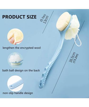 Bath Brush with Curved Long Handle Shower body brush with bristles and Sponge Loofahs Back Scrubber Bath Mesh Sponge for Skin Exfoliating Bath massage bristles (blue) - Buy Online on GoSupps.com