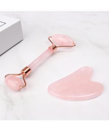 Jade Roller & Gua Sha Set Face Roller Massage Tool for Face Eyes Neck Skin Care Routine Facial Beauty Skincare Massager Tool Gifts for Women Relieve Fine Lines and Wrinkles (Pink) Pink Rollers Set - Buy Online on GoSupps.com