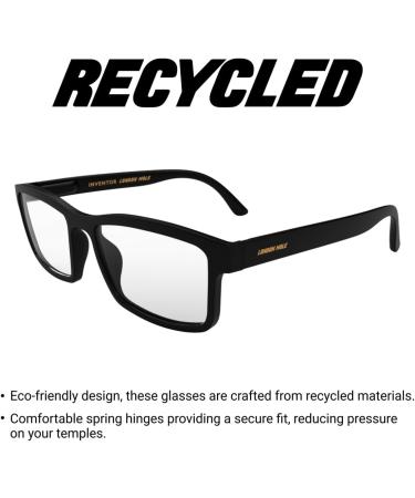Buy Stylish London Mole Glasses | Unisex Rectangular Reading Glasses with Feder Hinges | Eco-Friendly Recycled Matt Black 1.5x - Buy Online on GoSupps.com
