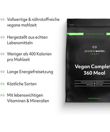 Vegan Complete 360 Meal - Protein Works | Vegan Meal Replacement Shake | 10 Servings | Strawberry & Cream | 1kg - International Shipping Available - Buy Online on GoSupps.com