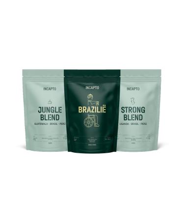 Incapto Introductory Package for Specialty Coffee Beans Jungle Blend Brazilian Coffee and Strong Blend High Branding and Intense Aroma 3 Packages of 500g