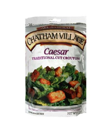 Chatham Village Homestyle Caesar Croutons, Garlic and Butter Flavored, 5-Ounce Bags (Pack of 12)