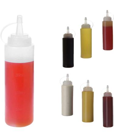 WELLXUNK 6pcs Sauce Bottle 8 oz Squeeze Condiment Bottle Plastic Sauce Bottle Used for Mustard Mayonnaise Olive Oil Barbecue Sauce BPA Free