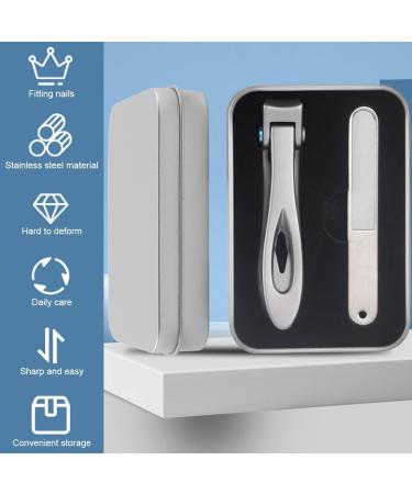 Nail Clippers Wide Jaw Nail Clippers Large Toe Nail Clippers for Thick Nails 16mm Wide Jaw Opening Nail Cutter Set for Men Seniors with Nail File and Box Silver - Buy Online on GoSupps.com