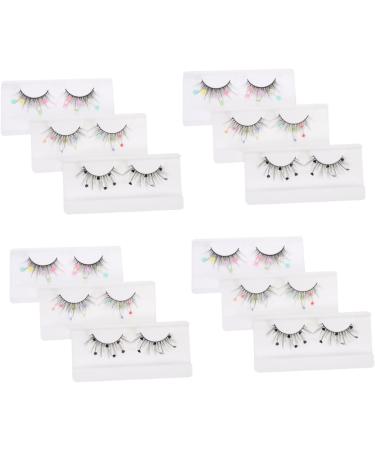 FOMIYES 12 Pairs Sequin False Eyelashes Fake Lashes Flower False Eyelashes False Lashes Fake Eyelashes Pride Makeup Cosplay Lashes Color Lashes Lashes with Color Sequins Lashes Lashs Heart - Buy Online on GoSupps.com
