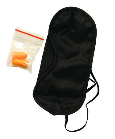 Travel Sleep Eye Mask Sleeping Mask & Ear Plug Set Blind Fold Soft Fabric Ideal For Car Plane Journeys (Black Mask)