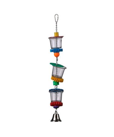 Super Bird Creations SB632 Foraging Bottoms Up Bird Toy with Clear Acrylic Cups, Medium /Large Bird Size, 18 x 2.5