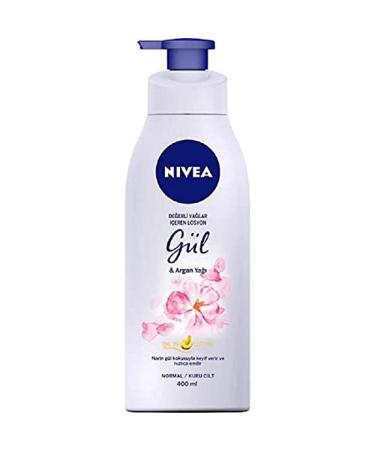 NIVEA NIVEA Oil In Rose & Argan Oil Lotion 400ml Body Repair Lotion with Rose Scent & Argan Oil Intense Moisturizing Cream with Moisturizing Formula